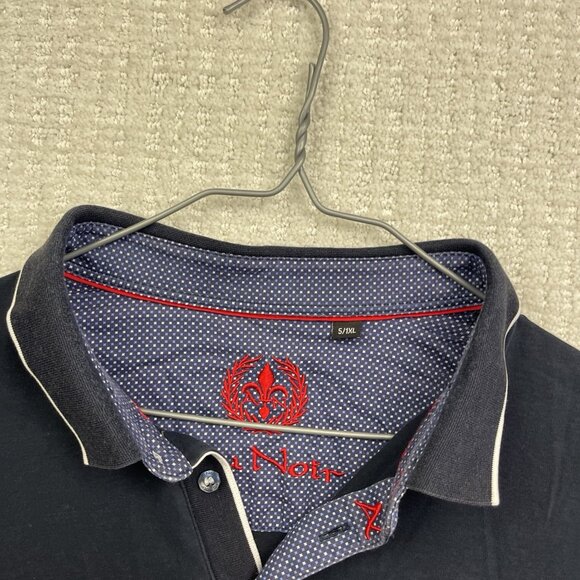 Au Noir Mens Polo 1X Cotton Dark Blue Collar Casual Stretch Golf Sports Read - Picture 5 of 16